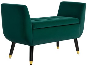 HOMCOM Polsterbank mit Stauraum, Armlehnen, Material textil din poliester de tip catifelat, Lemn de cauciuc, 107 x 42 x 65 cm, Verde | Aosom Romania
