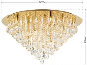 Plafonieră de cristal Orion DLU 2516/75 CELESTE 12xG9/40W/230V d. 75 cm auriu