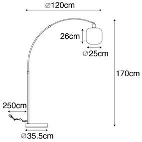 Lampă cu arc neagră cu aur și sticlă fumurie - Zuzanna