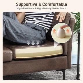 HOMCOM Canapea cu 2 Locuri Îmbunătățită în Țesătură cu Efect de Piele Respirabilă cu Brațe Înalte Curbe și Perne, Canapea Compactă Modernă pentru Sufragerie, Sală de Ședere și Studiu, 137x72x88 cm, Maro Închis | Aosom Romania