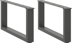 vidaXL Picioare pentru măsuță de cafea în formă de U, 2 buc., antracit, 60x(30-31) cm, oțel