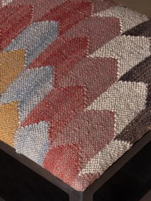 Banchetă din lemn de acacia, cu 2 sertare, tapițată cu iută și lână, multicolor, 40×138×40,5 cm, „Tikana"