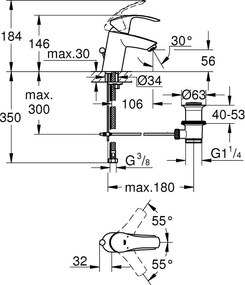 Pachet baterii baie cada,termostat Grohe Grohtherm 1000 Performance ,set dus porter, baterie lavoar Eurosmart S (34830000 ,33265002,27799001)