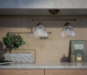 Lustra stil neoclasic din alama si abajur ceramic Elide