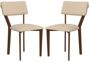 HOMCOM Set de 2 scaune de masă, scaune de bucătărie cu spătar, picioare din lemn, material textil aspect lin 49 x 56 x 85 cm bej | Aosom Romania