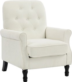 HOMCOM Fotoliu de salon, canapea 1 loc cu șezut căptușit gros, pernă cu arcuri, țesătură tip in, 69x75x90cm, crem | Aosom Romania