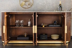 Comoda TV design retro Gatsby 180cm mango/ marmura alba