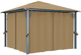 vidaXL Pavilion cu perdele, gri taupe, 300 x 300 cm, aluminiu