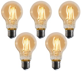 Set de 5 becuri LED E27 dimabile A60 aurii 4W 420 lm 2200K