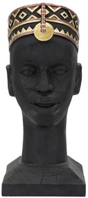 Bust decorativ negru din polirasina, 25x25x56 cm, Maasai Mauro Ferretti