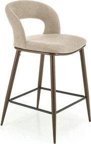 Scaun de bar bej H114, stofa clasica/otel, 48x52x92 cm