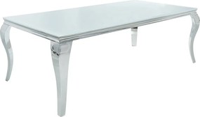 Masa Dining Eleganta, Sticla, Alb, Modern Barock 180cm