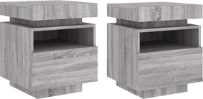 vidaXL Noptiere cu lumini LED, 2 buc., sonoma gri, 40x39x48,5 cm