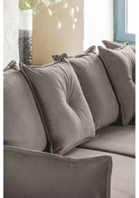 Colțar maro deschis extensibil cu tapițerie din catifea reiată (colț dreapta) Lazy Lukka – Miuform