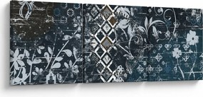 Tablou - Decorațiuni flori (cu ceas) (90x30 cm)