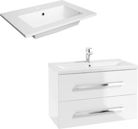 Set dulap baza suspendat Defra Granada alb cu lavoar compozit Flex 80