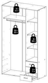 Șifonier alb 116x200 cm Space – Tvilum