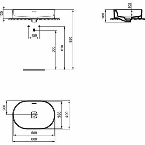 Lavoar pe blat Ideal Standard Strada II oval 60x40 cm