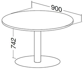 Masa de intalnire ProOffice, diametru 90 cm, cires