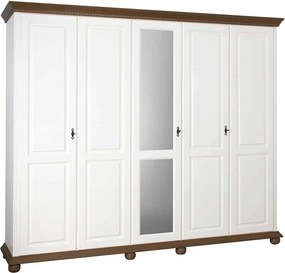Dulap lemn masiv nuc Celia Alb/, 259 × 62 × 220 cm