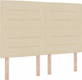 vidaXL Pat cu arc LED cu saltea Crem 140 x 190 cm țesătură