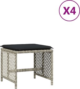 vidaXL Scaune de grădină cu perne, 4 buc. gri deschis poliratan