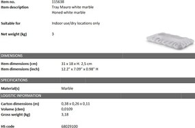 Tava din marmura design LUX Mauro, alb 115638 HZ