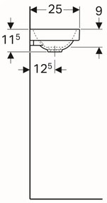 Lavoar baie incastrat alb 40 cm, dreptunghiular, orificiu baterie dreapta, Geberit Acanto