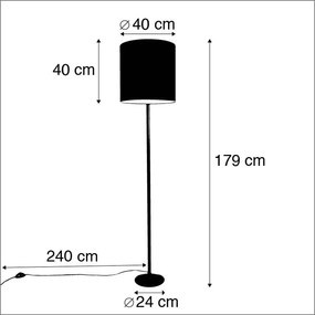 Lampă de podea vintage aurie cu abajur roșu 40 cm - Simplo