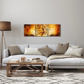 Tablou natural abstract cu copac (cu ceas) (90x30 cm)
