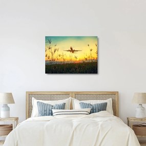 Tablou pe sticlă cu avion zburând (70x50 cm)