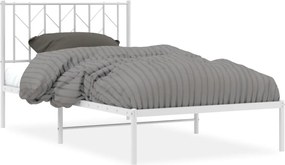 vidaXL Cadru de pat metalic cu tăblie, alb, 100x190 cm