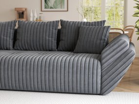 Canapea extensibilă dumonde cu ladă de depozitare si sezut confortabil din spuma high-density, Berlin Ambience Grey 250x100 cm