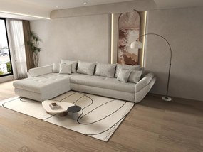 Colțar extensibil dumonde cu ladă de depozitare si sezut confortabil din spuma high-density, Loana XL Zoom Cream 335x185 cm