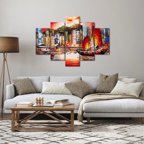 Tablou - Victoria Harbour, Hong Kong, pictură în ulei (150x105 cm)
