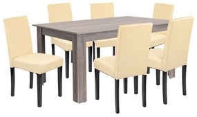 Set de masă Leon 6+1 stejar York-bej