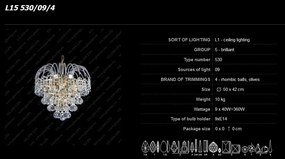 Lustra Lux cristal Bohemia diametru 50cm, L15 530/09/4