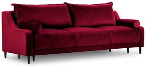 Canapea extensibila 3 locuri Rutile cu tapiterie din catifea, rosu