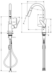 Baterie chiuveta bucatarie cu dus extractibil crom Hansgrohe Focus M41 31815000