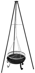Grilaj suspendat cu trepied, cu focar