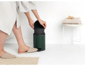 Cos de gunoi cu pedala Brabantia NewIcon 1003196, 3 L, Inchidere lina, Baza antiderapanta, Verde inchis