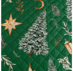 Cuvertura pentru pat cu model GREEN CHRISTMAS, verde Dimensiune: 170 x 210 cm