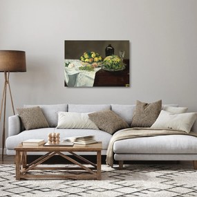 Tablou pe sticlă - Edouard Manet, Still Life with Melon and Peaches, reproducere (70x50 cm)