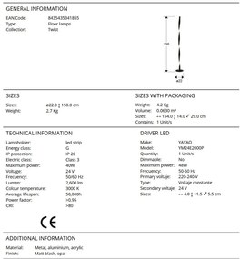 Lampadar/Lampa de podea LED design modern Twist