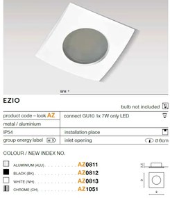 Spot pentru baie incastrabil Ezio 1 aluminiu
