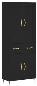 3199858 vidaXL Dulap înalt, negru, 69,5x34x180 cm, lemn compozit