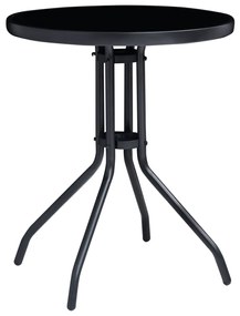 Set mobilier bistro, 3 piese, negru, aluminiu si textilena Negru, 1