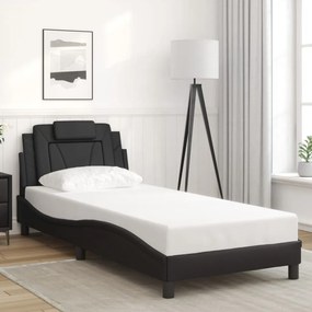 vidaXL Cadru de pat cu tăblie, negru, 80x200 cm, piele ecologică