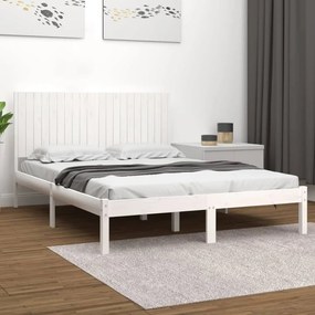 vidaXL Cadru de pat fără saltea, alb, 200x200 cm, lemn masiv pin