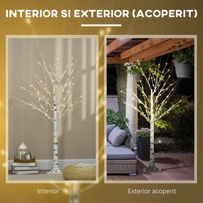 HOMCOM Pom de Crăciun cu Lumini LED și 12 Crengi pentru Interior și Exterior din PP și Metal, 22x22x150 cm, Alb | Aosom Romania